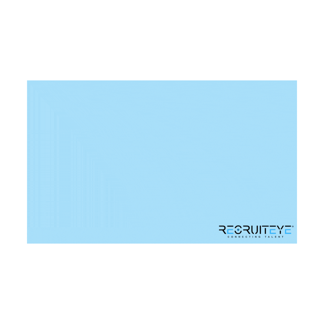 RecruitEye logo with the tagline "Connecting Talent" on a light blue background, representing the AI-powered career platform focused on job seekers and career insights.