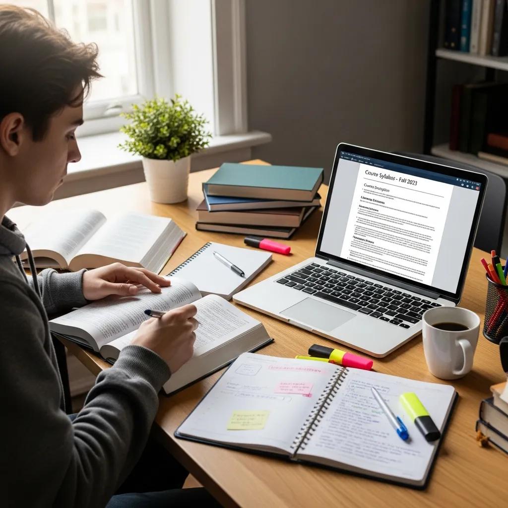 A dedicated student studying at a desk with textbooks and a laptop, symbolizing in-progress education and commitment to learning.
