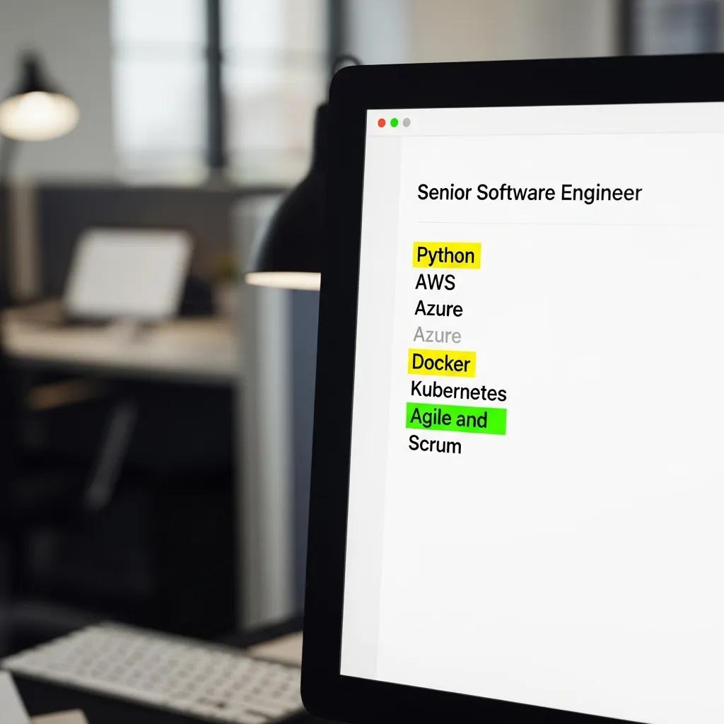 Close-up of job description highlighting keywords for ATS optimization