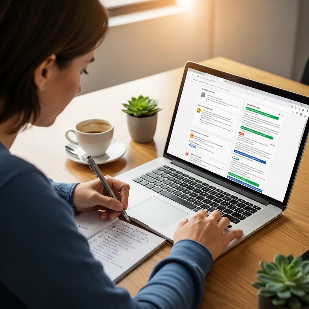 Person analyzing job descriptions on a laptop to tailor a resume