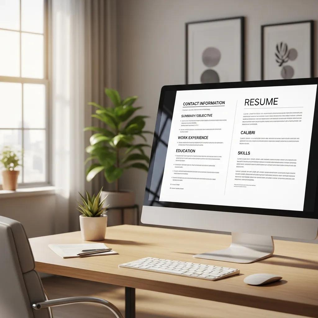 Simple and clean resume layout demonstrating ATS-friendly formatting in a modern office
