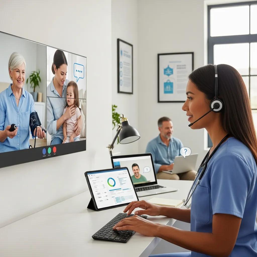 Telehealth Coordinator interacting with patients digitally, representing future healthcare roles and industry expansion