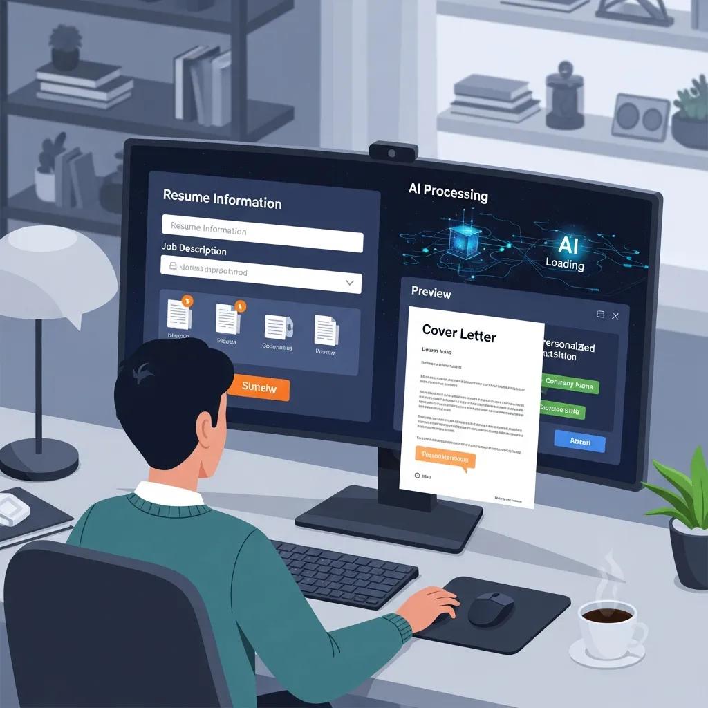 User engaging with an AI cover letter generator, showcasing the personalization process in job applications