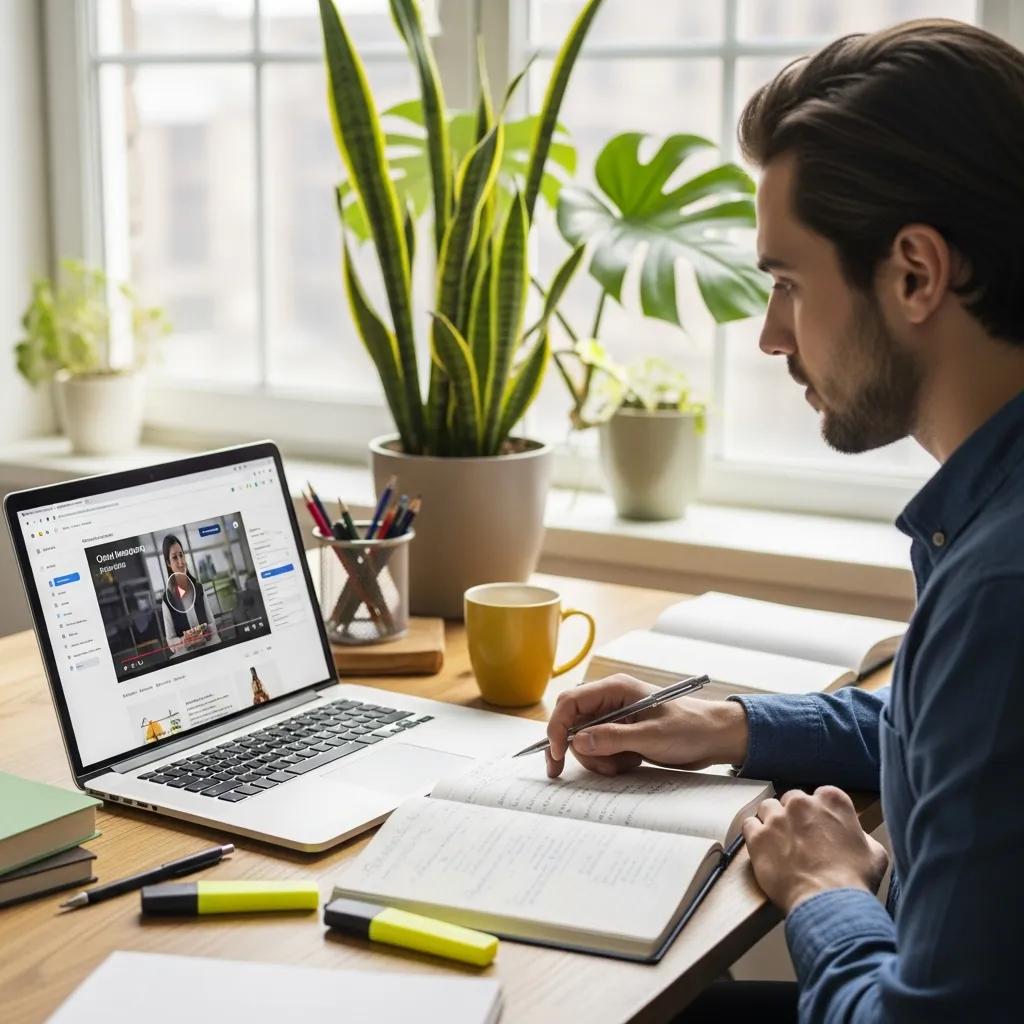 Young professional studying online to enhance career opportunities